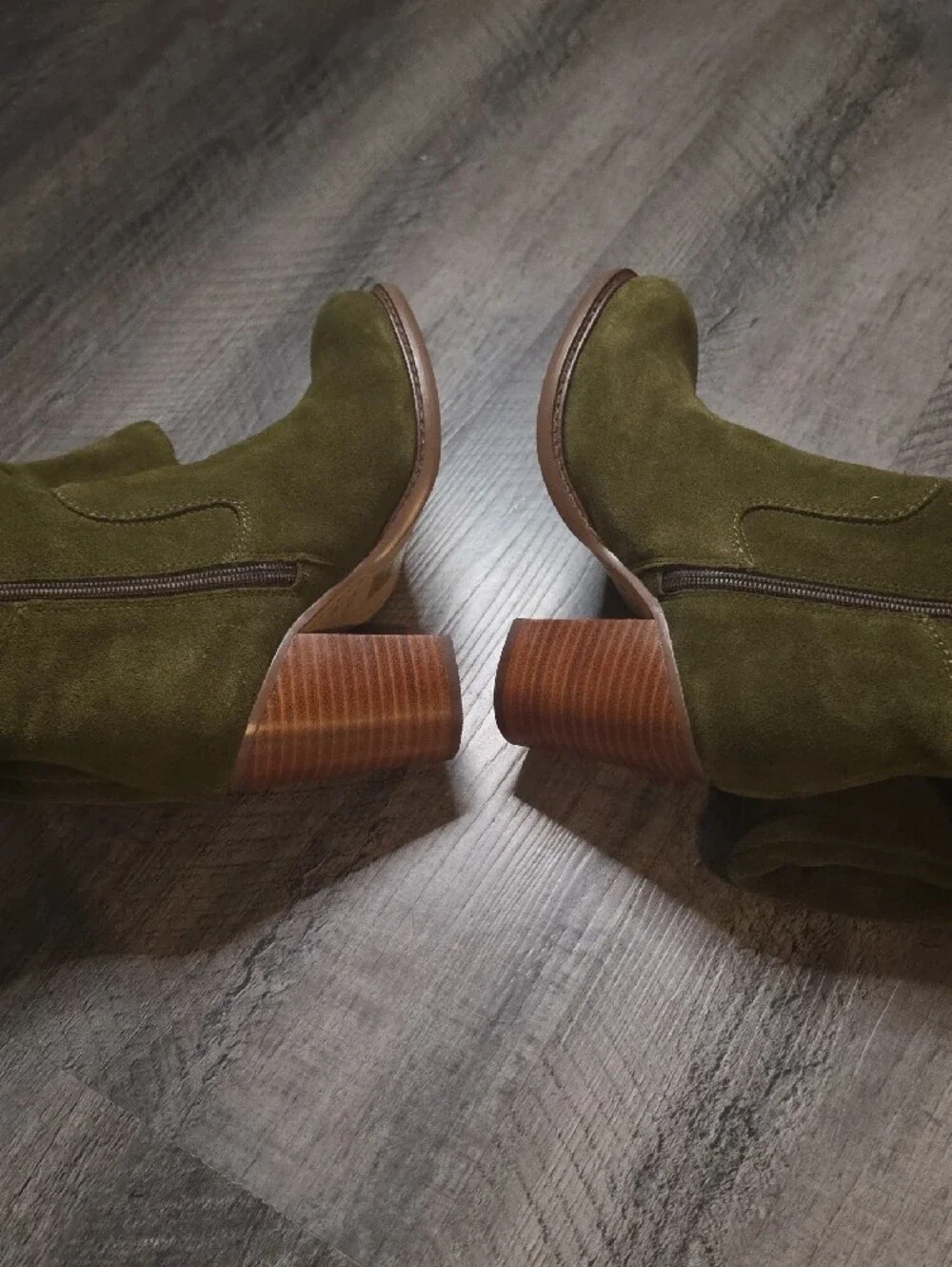 Kelsi Dagger Over-the-Knee Suede Heel Boot - Olive Size 5.5